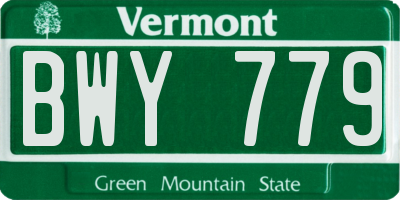 VT license plate BWY779