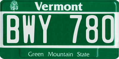 VT license plate BWY780