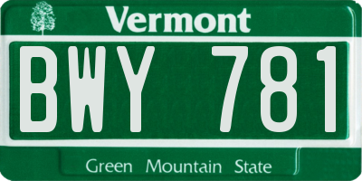 VT license plate BWY781