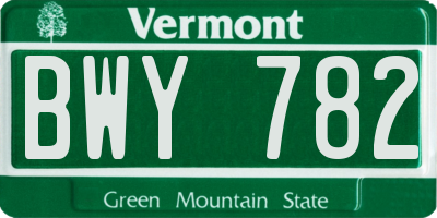 VT license plate BWY782