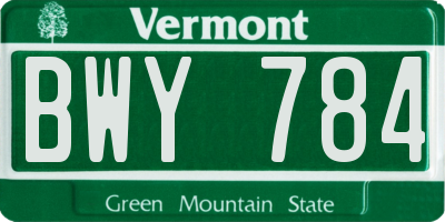 VT license plate BWY784