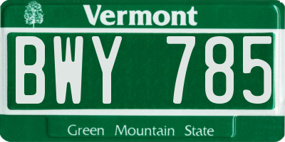 VT license plate BWY785