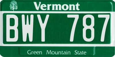 VT license plate BWY787