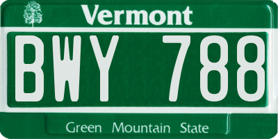 VT license plate BWY788