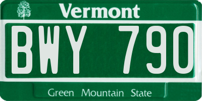 VT license plate BWY790