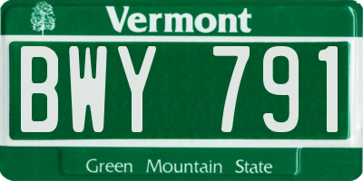 VT license plate BWY791