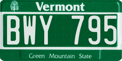 VT license plate BWY795