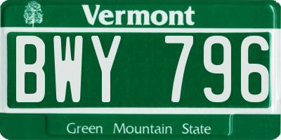 VT license plate BWY796