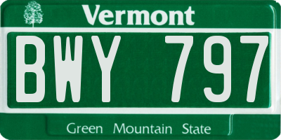 VT license plate BWY797