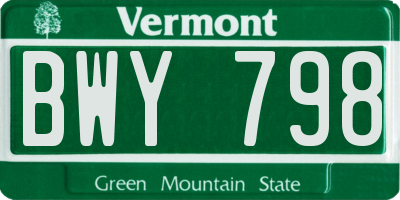 VT license plate BWY798