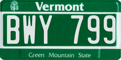 VT license plate BWY799