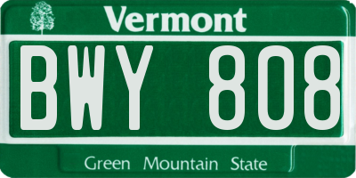 VT license plate BWY808