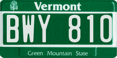 VT license plate BWY810