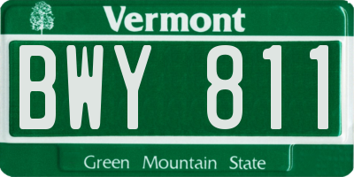VT license plate BWY811