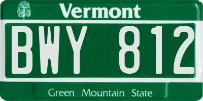 VT license plate BWY812