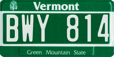 VT license plate BWY814