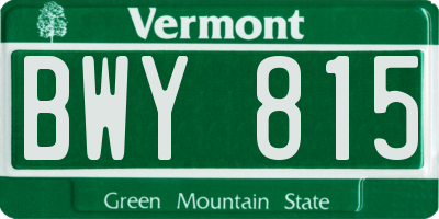 VT license plate BWY815