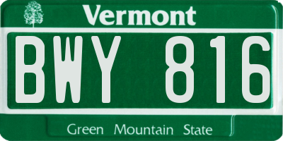 VT license plate BWY816