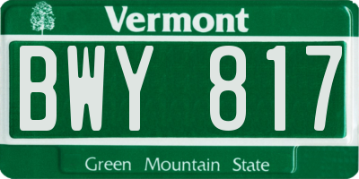 VT license plate BWY817