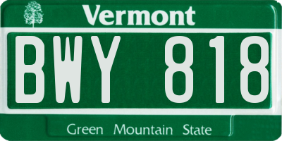 VT license plate BWY818
