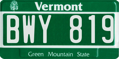 VT license plate BWY819