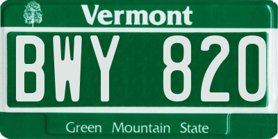 VT license plate BWY820