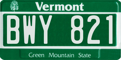 VT license plate BWY821