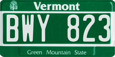 VT license plate BWY823