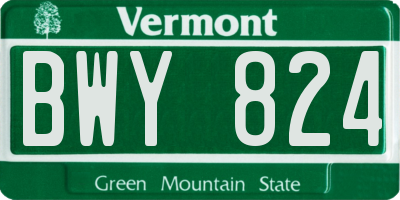 VT license plate BWY824