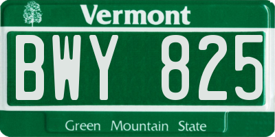 VT license plate BWY825