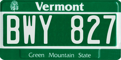 VT license plate BWY827