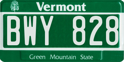 VT license plate BWY828