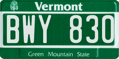 VT license plate BWY830