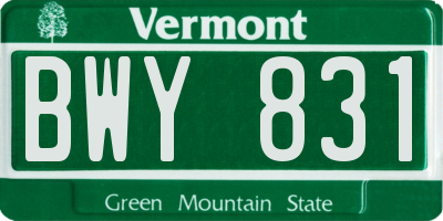VT license plate BWY831