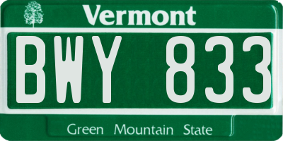 VT license plate BWY833