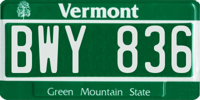 VT license plate BWY836