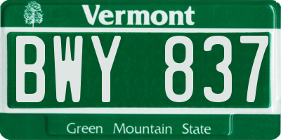 VT license plate BWY837
