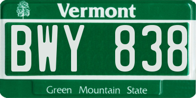 VT license plate BWY838