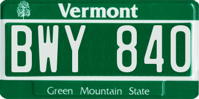 VT license plate BWY840