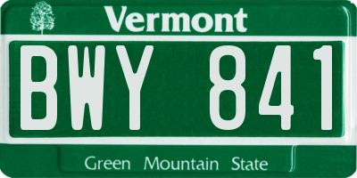 VT license plate BWY841