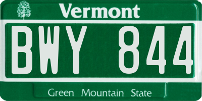 VT license plate BWY844