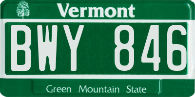 VT license plate BWY846