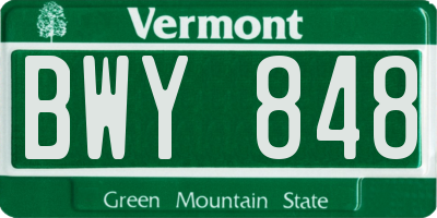 VT license plate BWY848