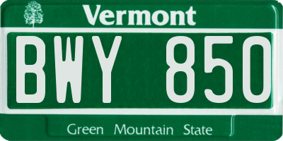 VT license plate BWY850