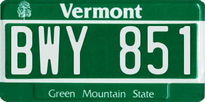 VT license plate BWY851