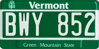 VT license plate BWY852