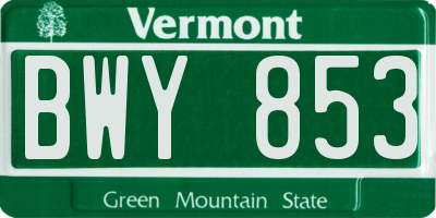 VT license plate BWY853