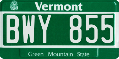 VT license plate BWY855