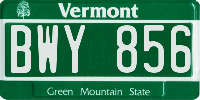 VT license plate BWY856