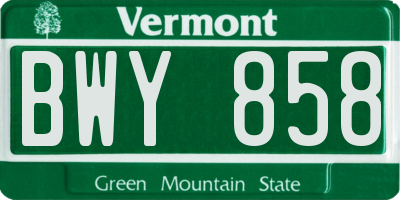 VT license plate BWY858